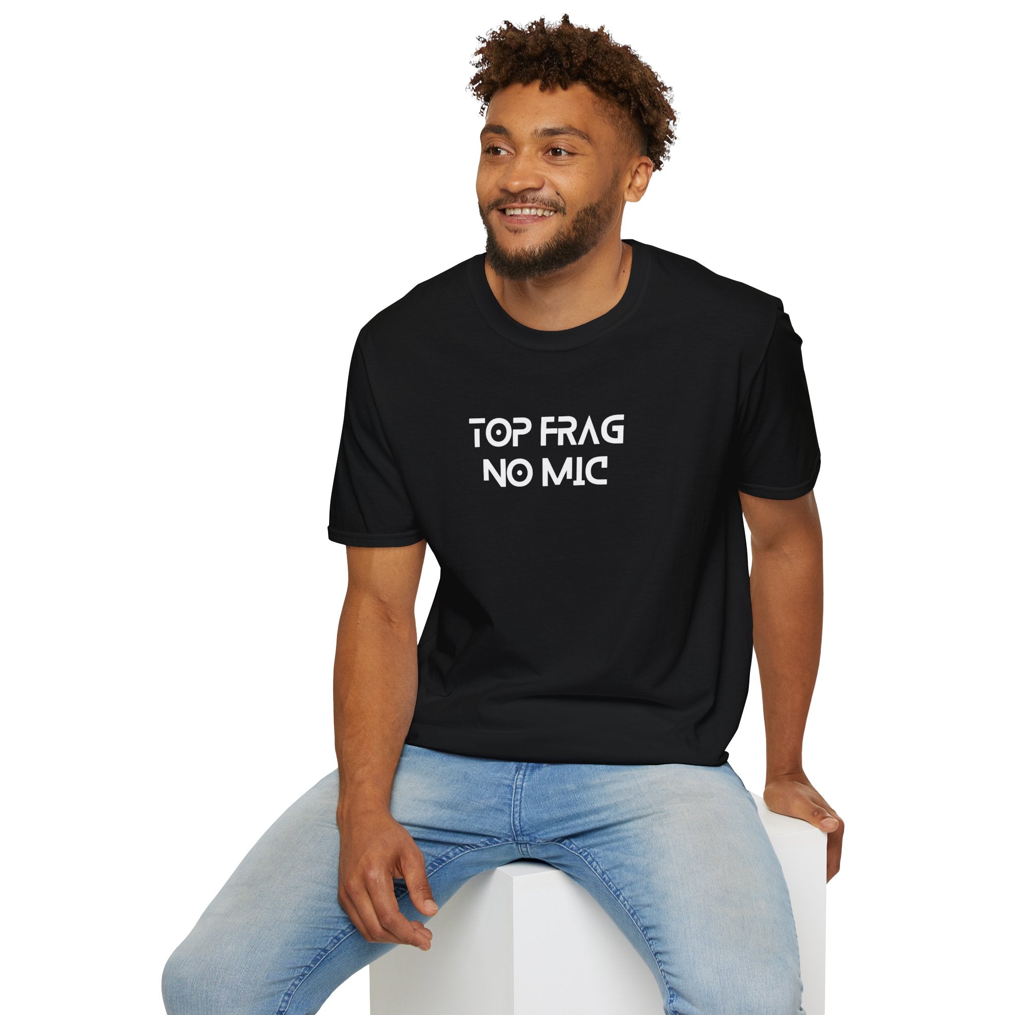 Funny Gaming T-Shirt - "Top Frag No Mic" Unisex Softstyle Tee